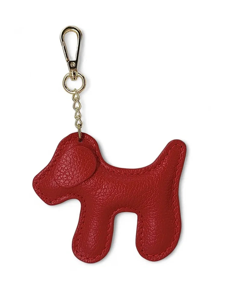 Porte-clés en cuir grainé WOUF Rouge intense