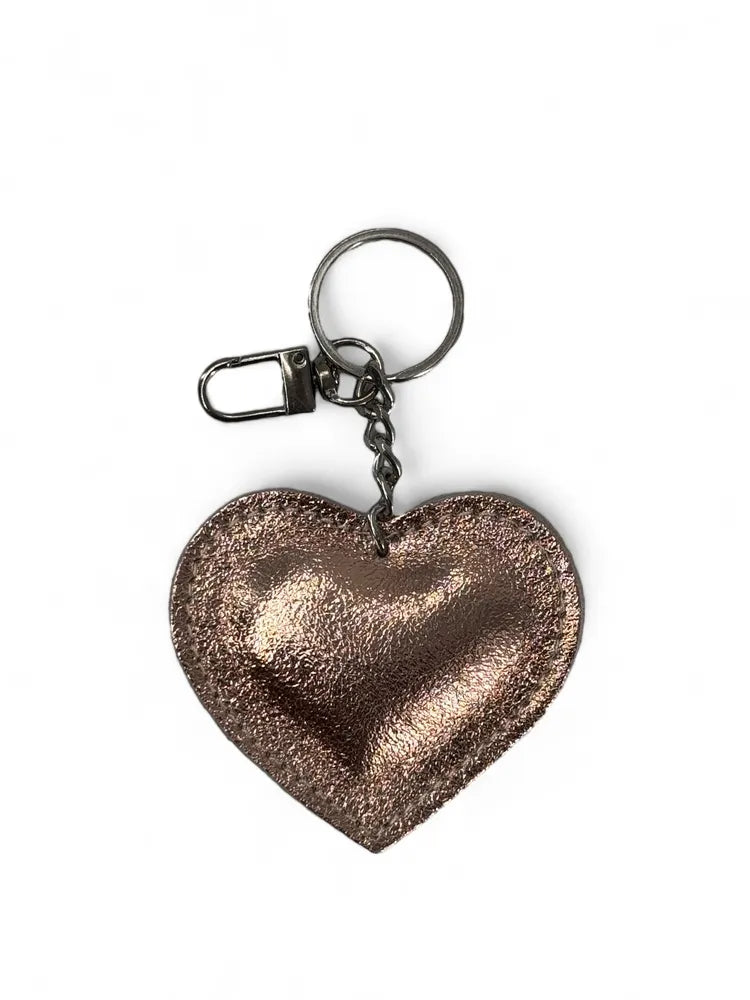 Porte-clés en cuir irisé COEUR GLOW Rose gold