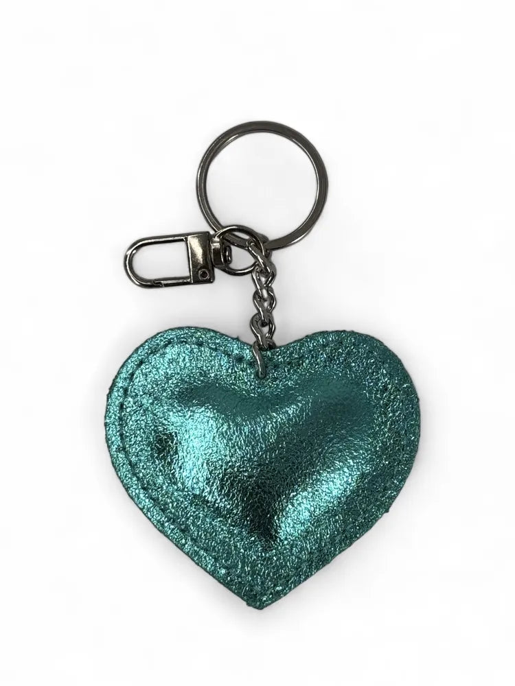 Porte-clés en cuir irisé COEUR GLOW Bleu des mers du sud