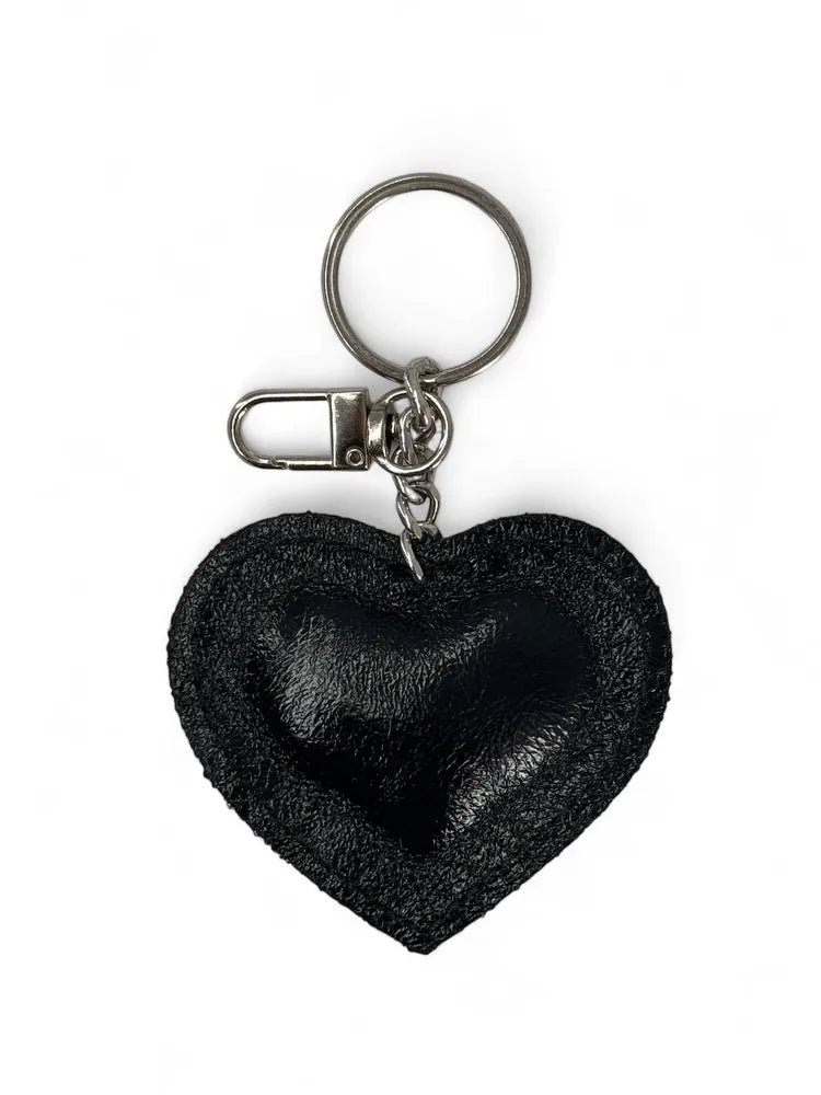 Porte-clés en cuir irisé COEUR GLOW Noir irisé