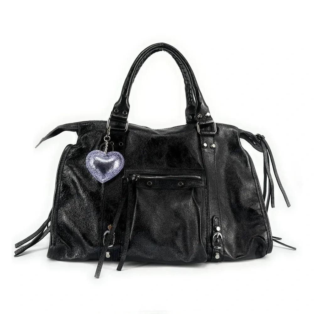 Porte-clés en cuir irisé COEUR GLOW Lilas irisé