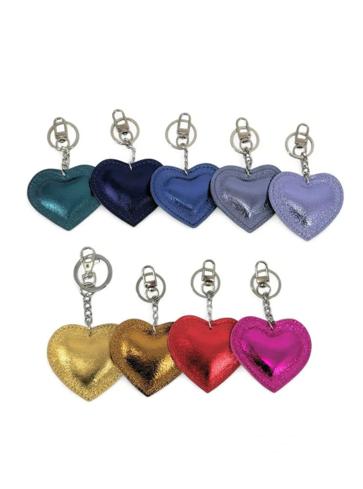 Porte-clés en cuir irisé COEUR GLOW Rouge irisé