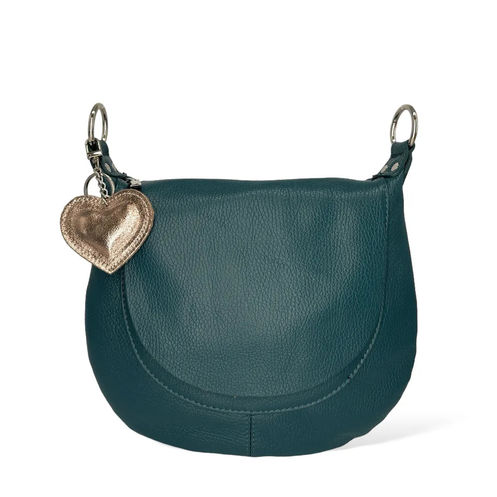 Porte-clés en cuir irisé COEUR GLOW Champagne irisé