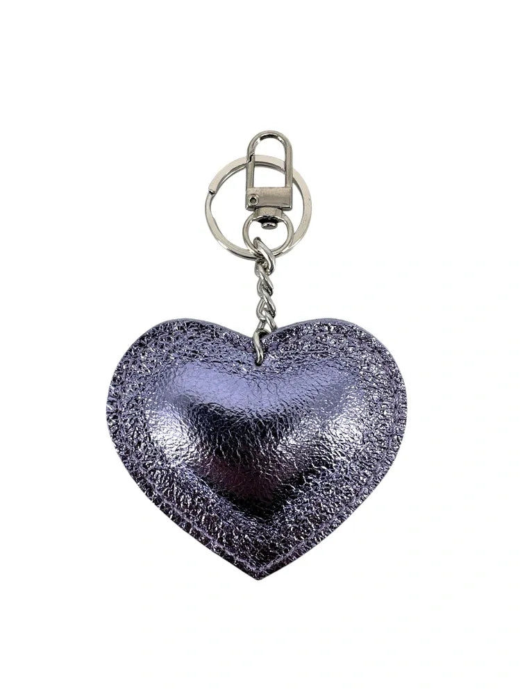 Porte-clés en cuir irisé COEUR GLOW Lilas irisé