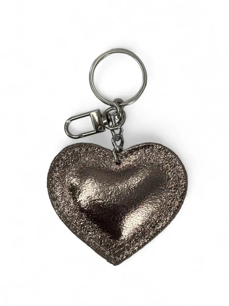 Porte-clés en cuir irisé COEUR GLOW Champagne irisé