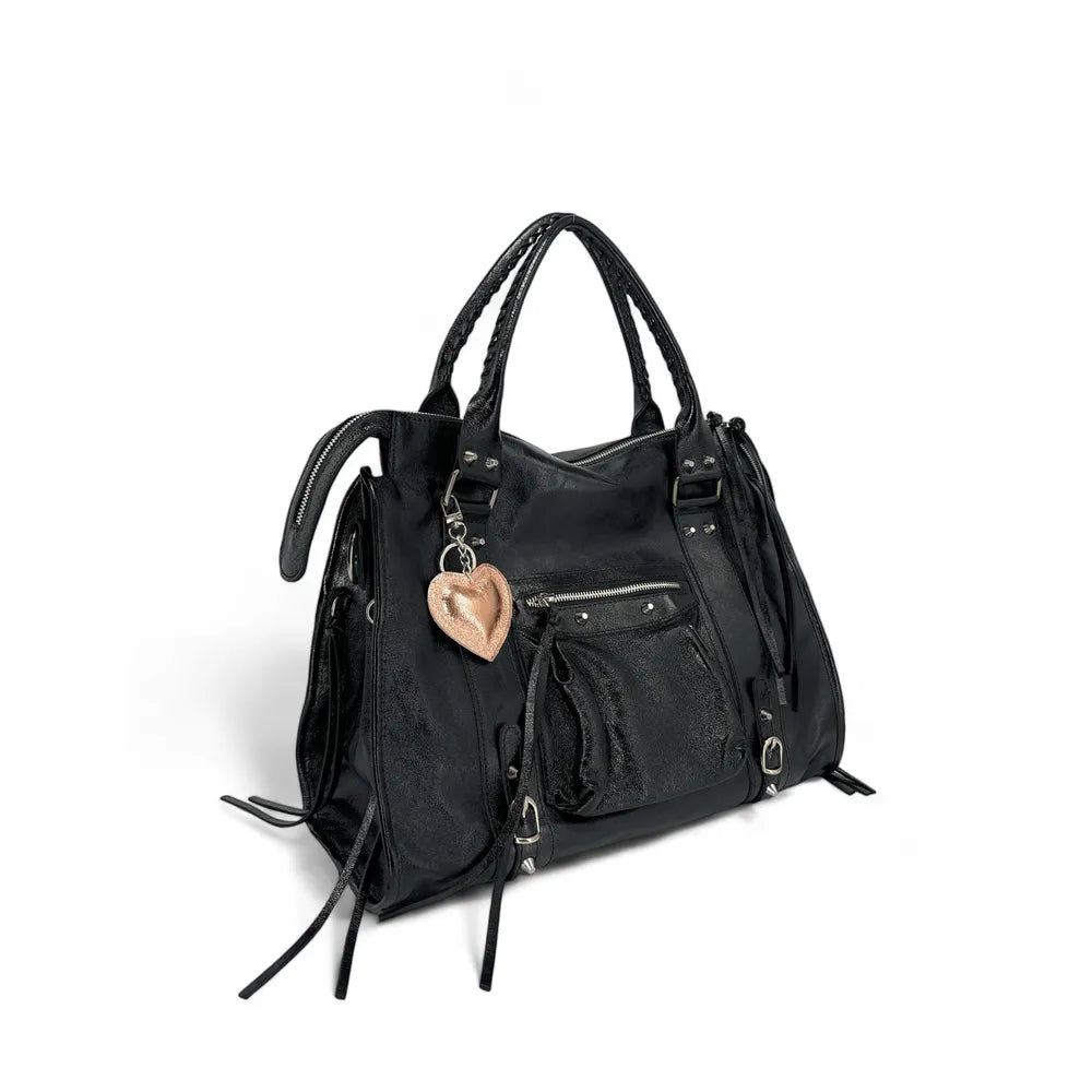 Porte-clés en cuir irisé COEUR GLOW Rose gold