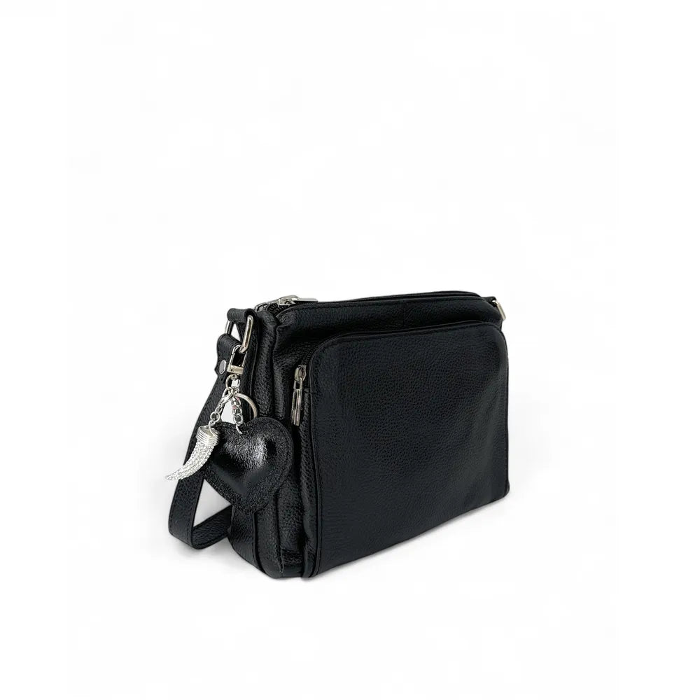 Porte-clés en cuir irisé COEUR GLOW Noir irisé