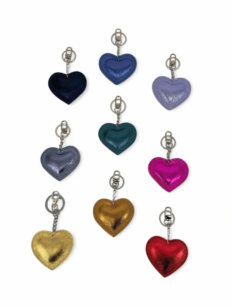 Porte-clés en cuir irisé COEUR GLOW Or pâle