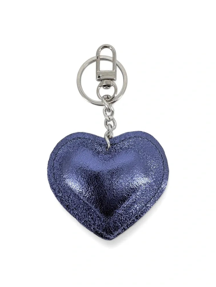 Porte-clés en cuir irisé COEUR GLOW Bleu cobalt irisé
