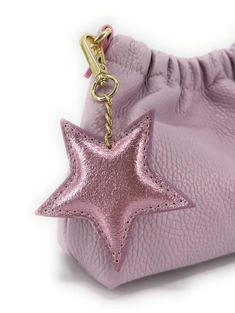 Porte-clés en cuir irisé ETOILE GLOW Rose pâle irisé