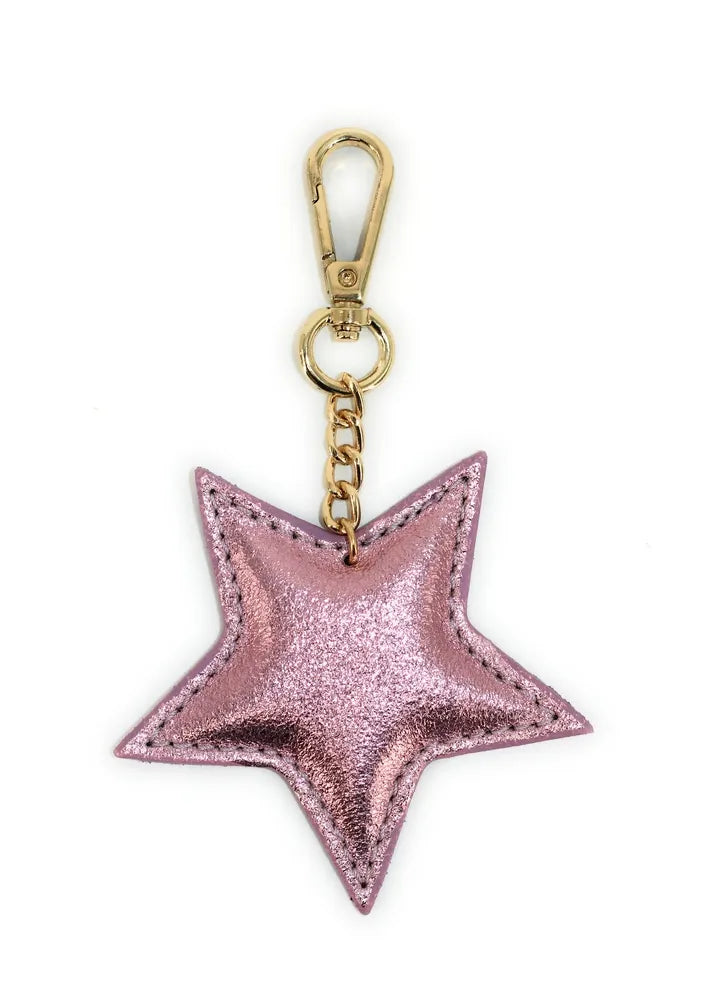 Porte-clés en cuir irisé ETOILE GLOW Rose pâle irisé
