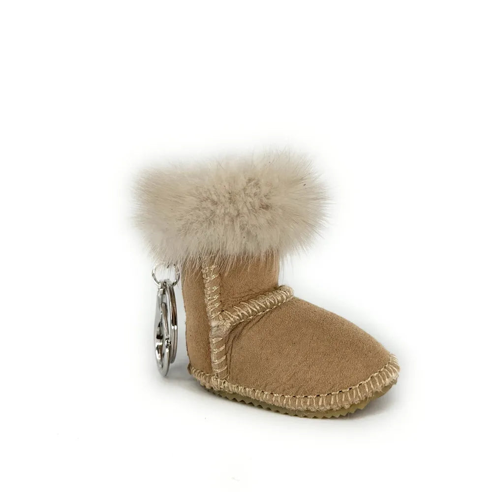 Porte-clés en croûte de cuir FLY ME TO THE MOON Taupe