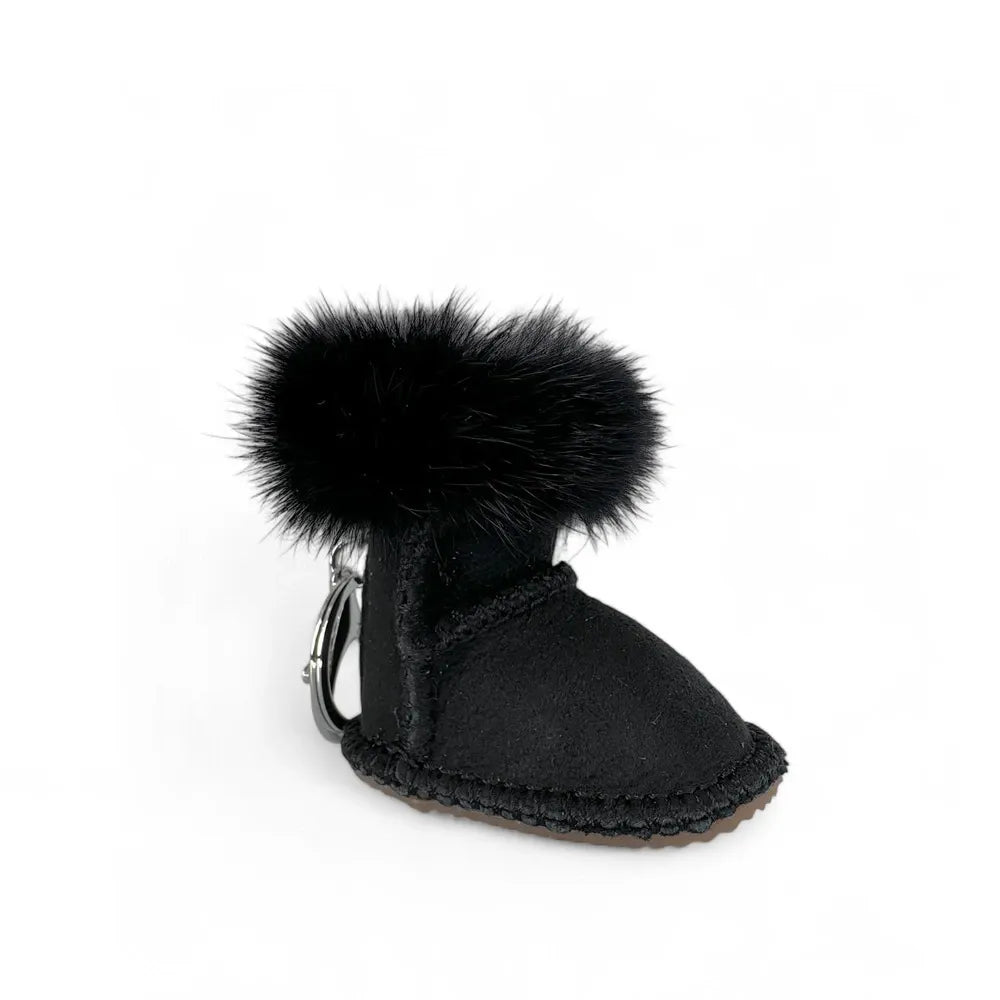 Porte-clés en croûte de cuir FLY ME TO THE MOON Noir