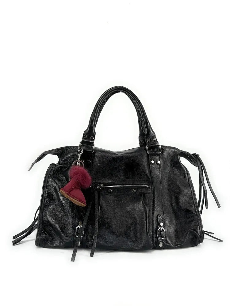 Porte-clés en croûte de cuir FLY ME TO THE MOON Framboise