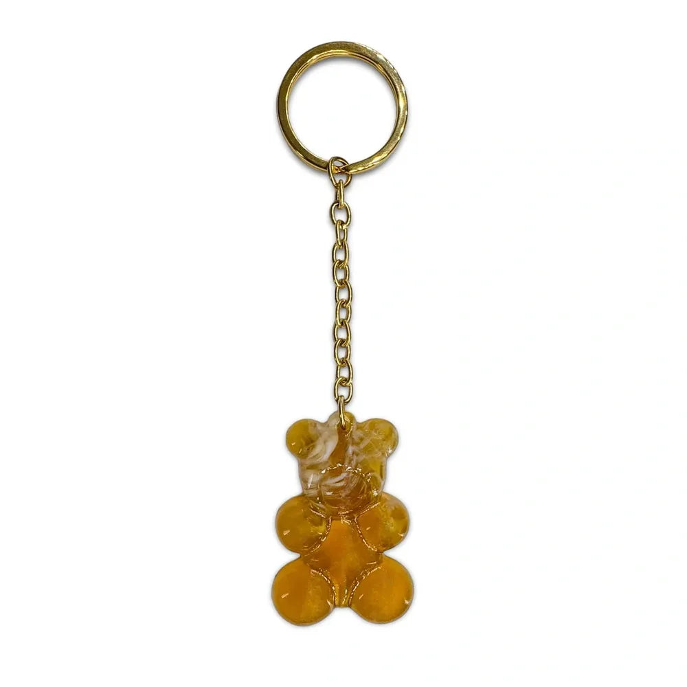 Porte-clés en métal doré et résine TEDDY AGATHE finitions métalliques Dorée