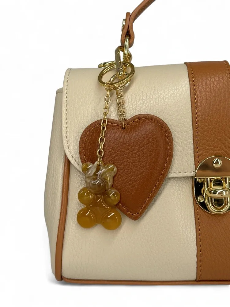 Porte-clés en métal doré et résine TEDDY AGATHE finitions métalliques Dorée