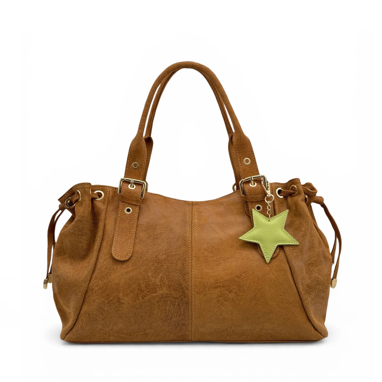 Grained leather keychain ETOILE Khaki