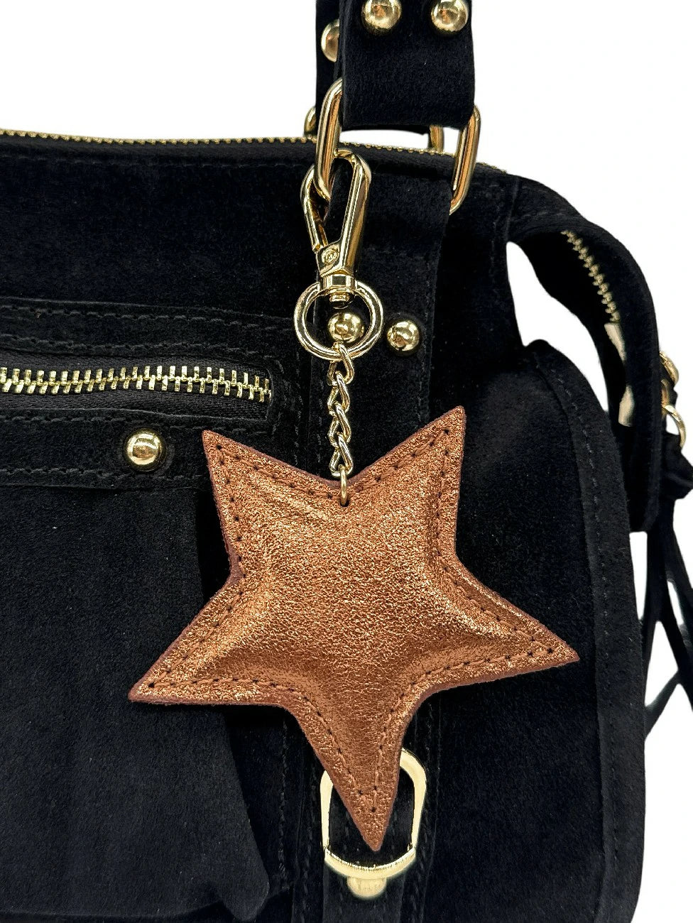 ETOILE GLOW Copper iridescent leather keychain