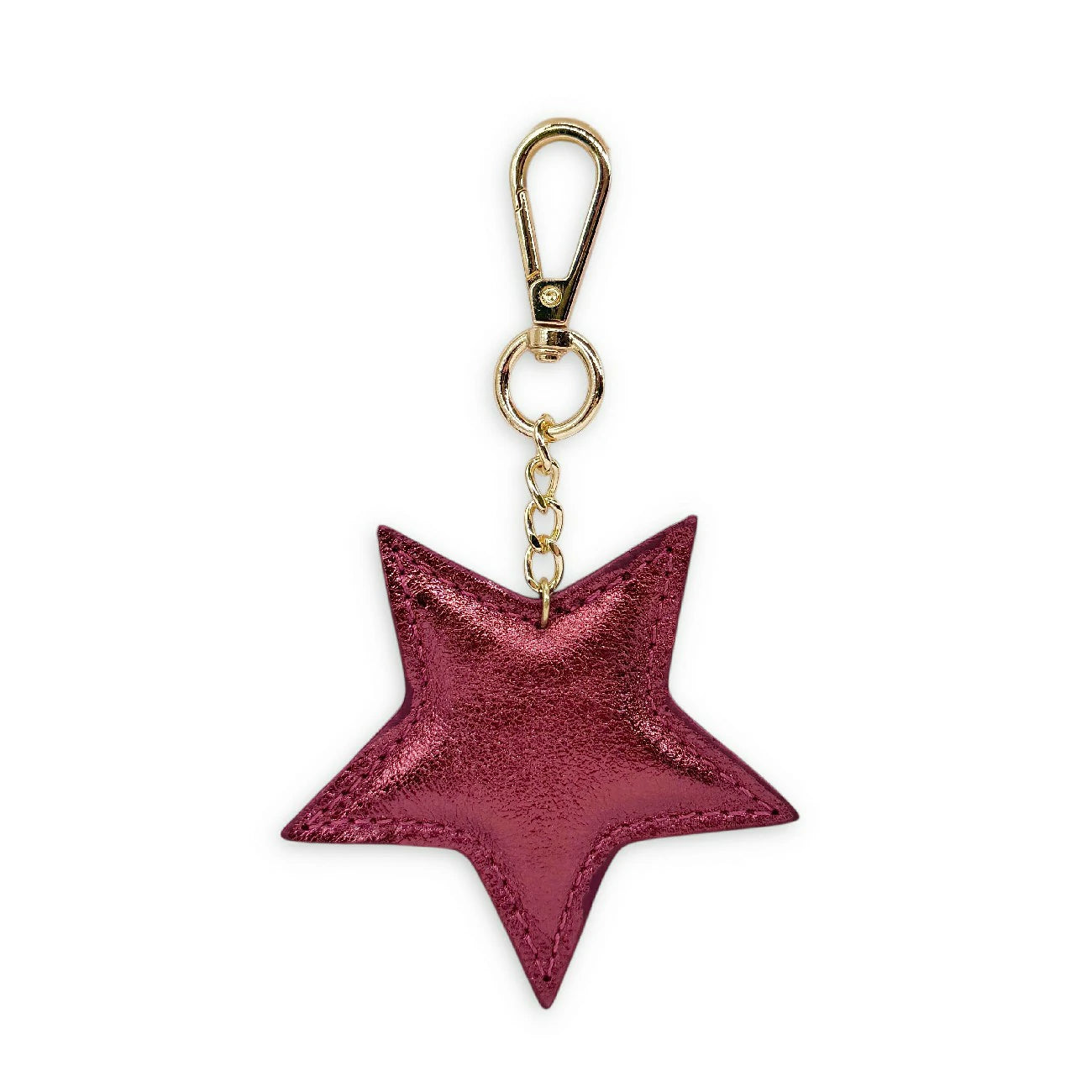 Porte-clés en cuir irisé ETOILE GLOW Framboise irisé