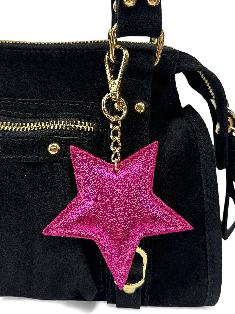 Llavero en piel tornasolada ETOILE GLOW Fucsia tornasolado