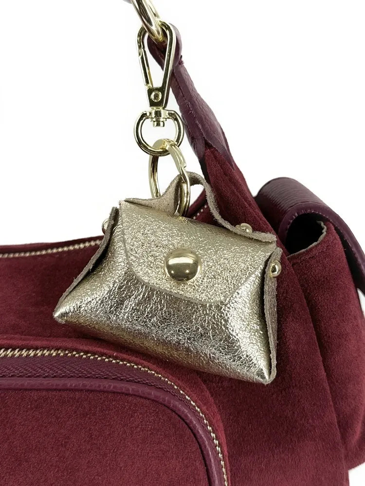 Porte-clés mini-sac en cuir BABY BABEL Or pâle
