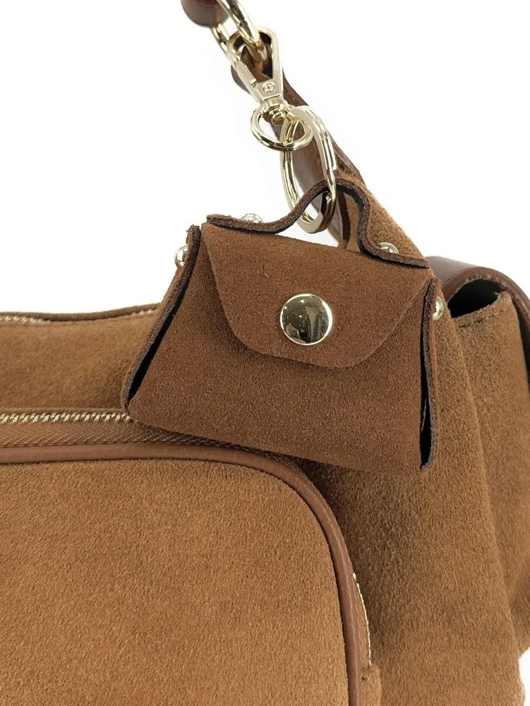 Porte-clés mini-sac en cuir BABY BABEL Camel foncé