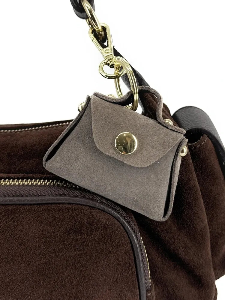 Porte-clés mini-sac en cuir BABY BABEL Taupe