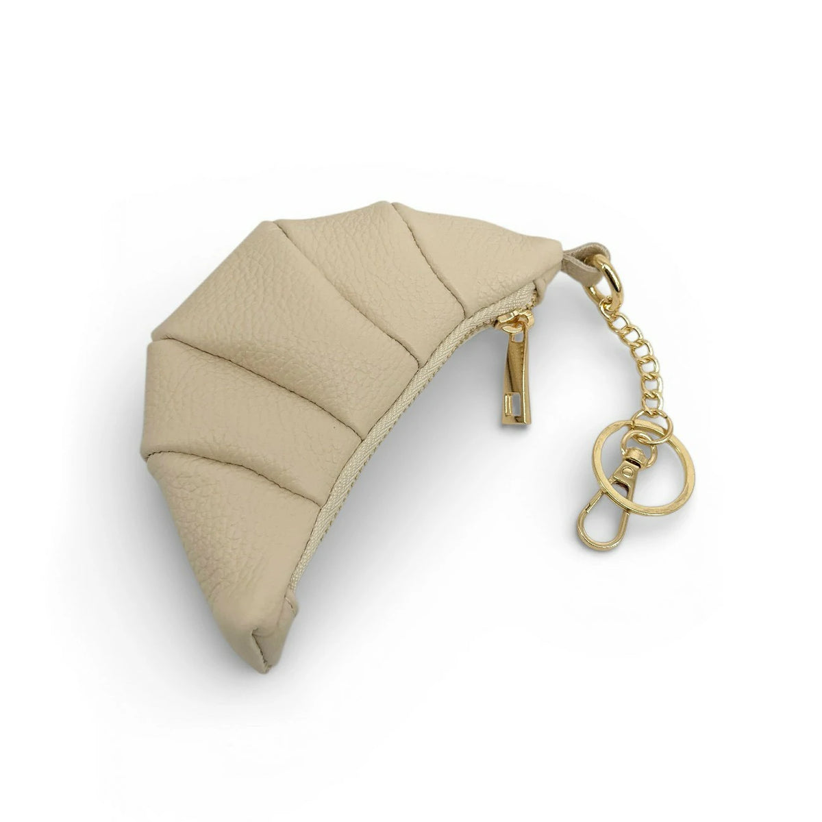 Schlüsselanhänger aus genarbtem Leder CROISSANT Cremebeige