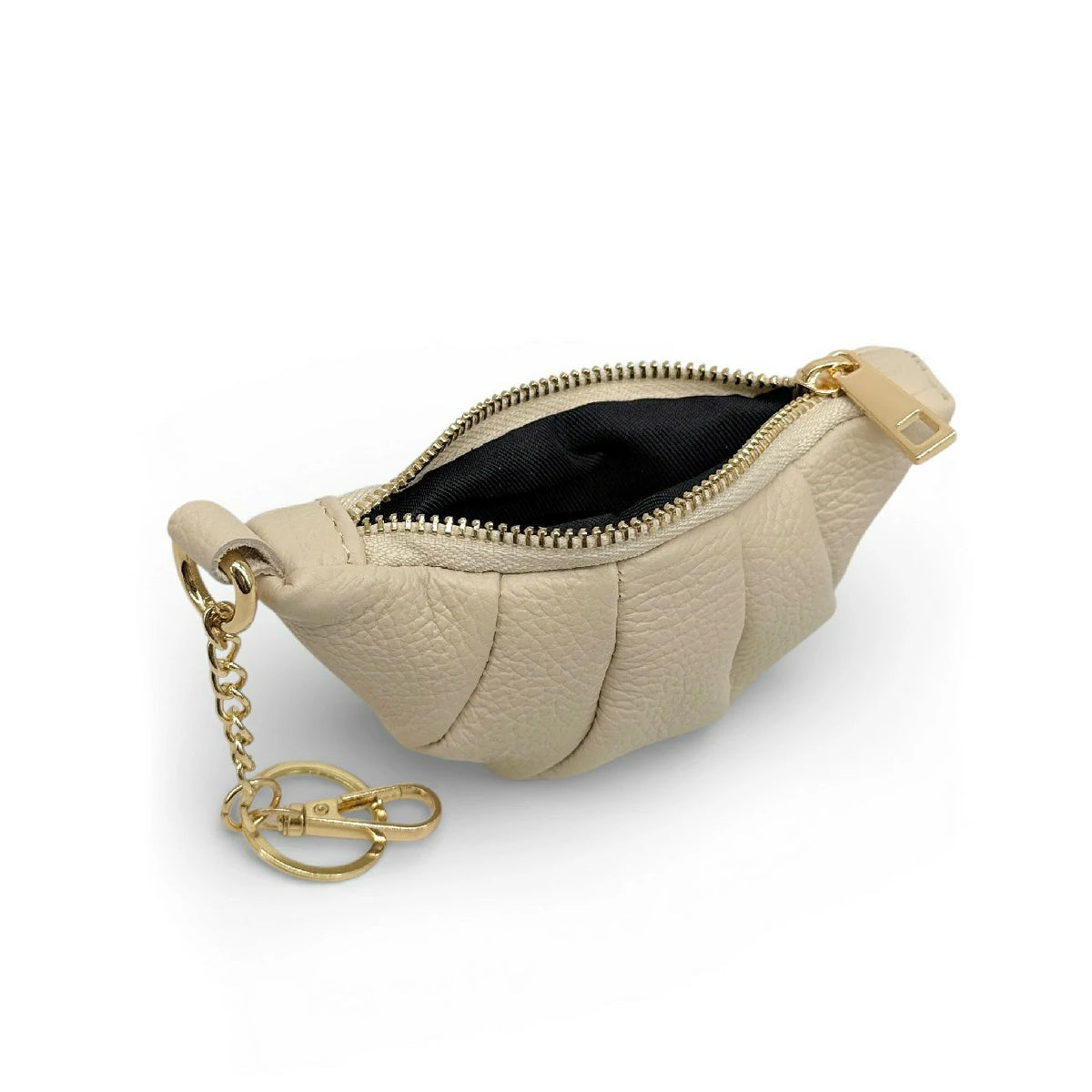 Schlüsselanhänger aus genarbtem Leder CROISSANT Cremebeige
