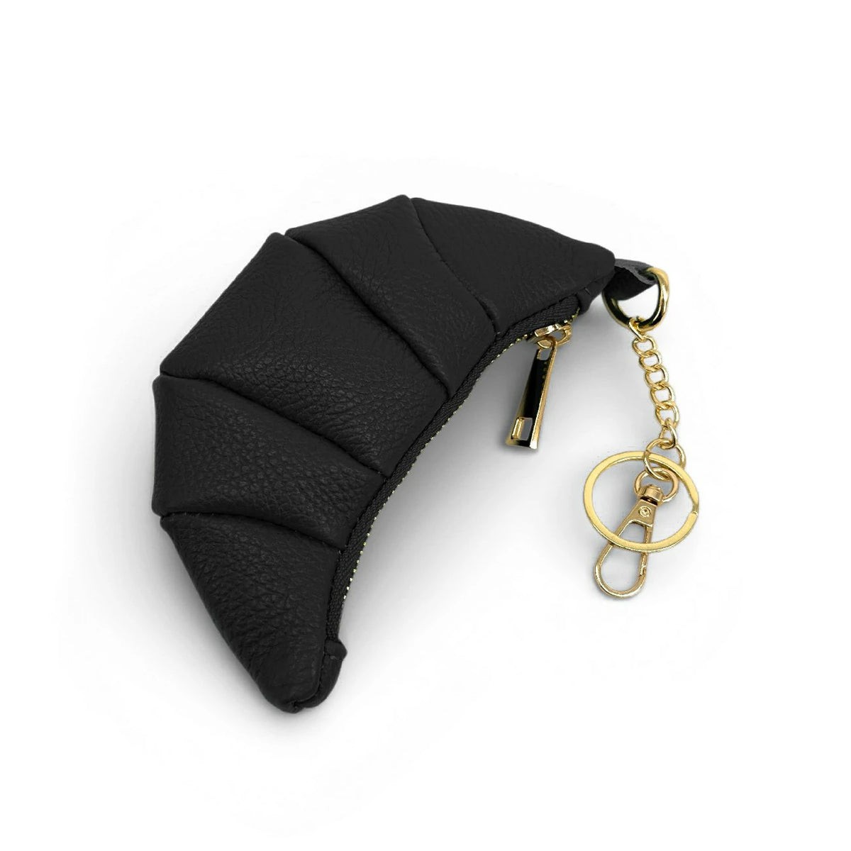 Schlüsselanhänger aus genarbtem Leder CROISSANT Schwarz