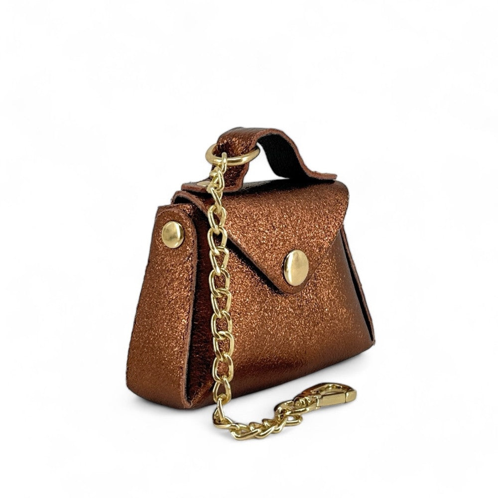 Porte-monnaie à mousqueton en cuir irisé BABEL Bronze