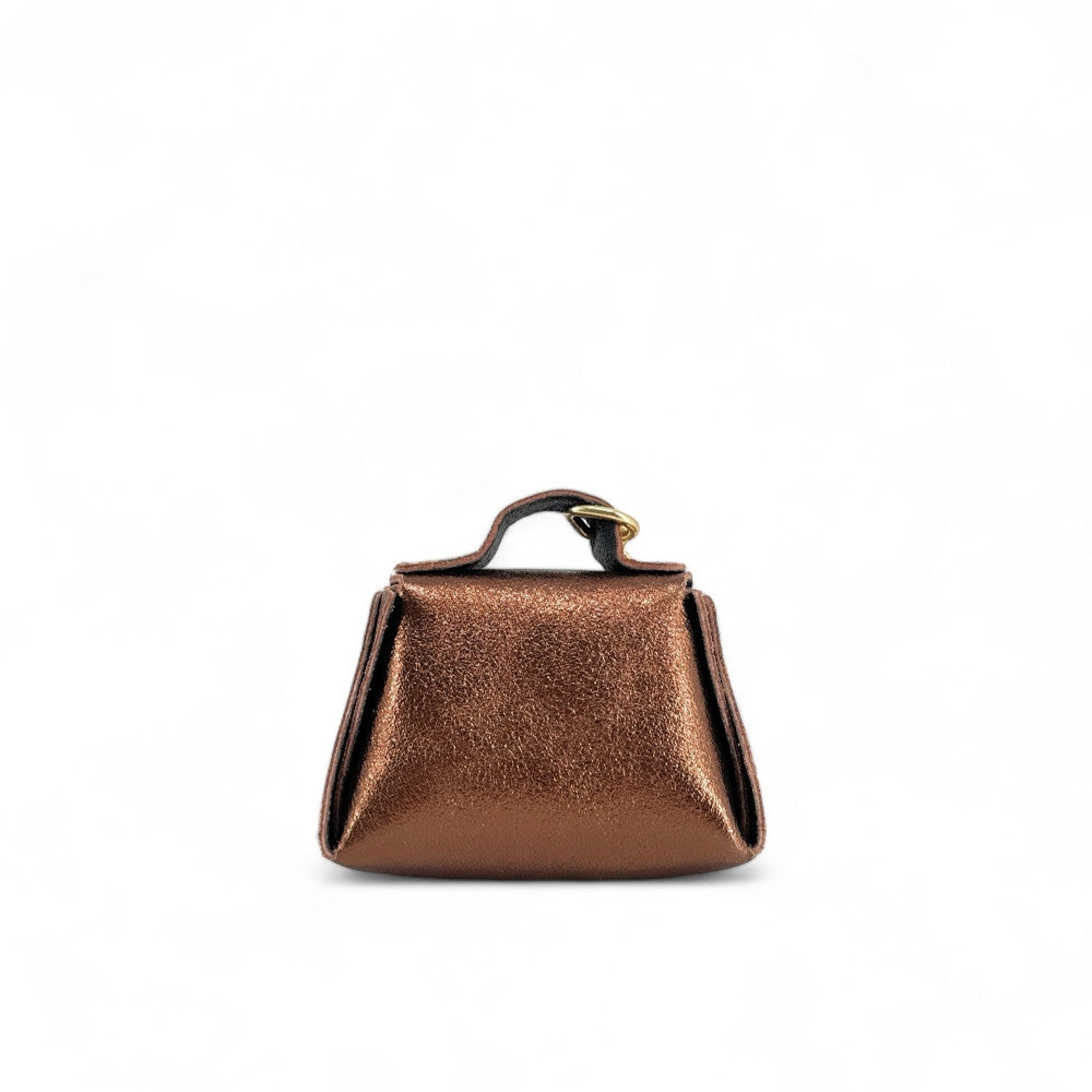 Porte-monnaie à mousqueton en cuir irisé BABEL Bronze