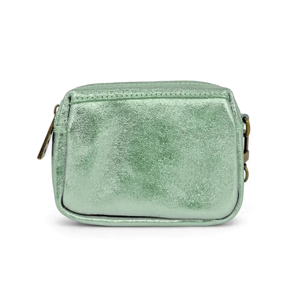 Porte-monnaie avec dragonne en cuir irisé CATCHY Menthe givrée