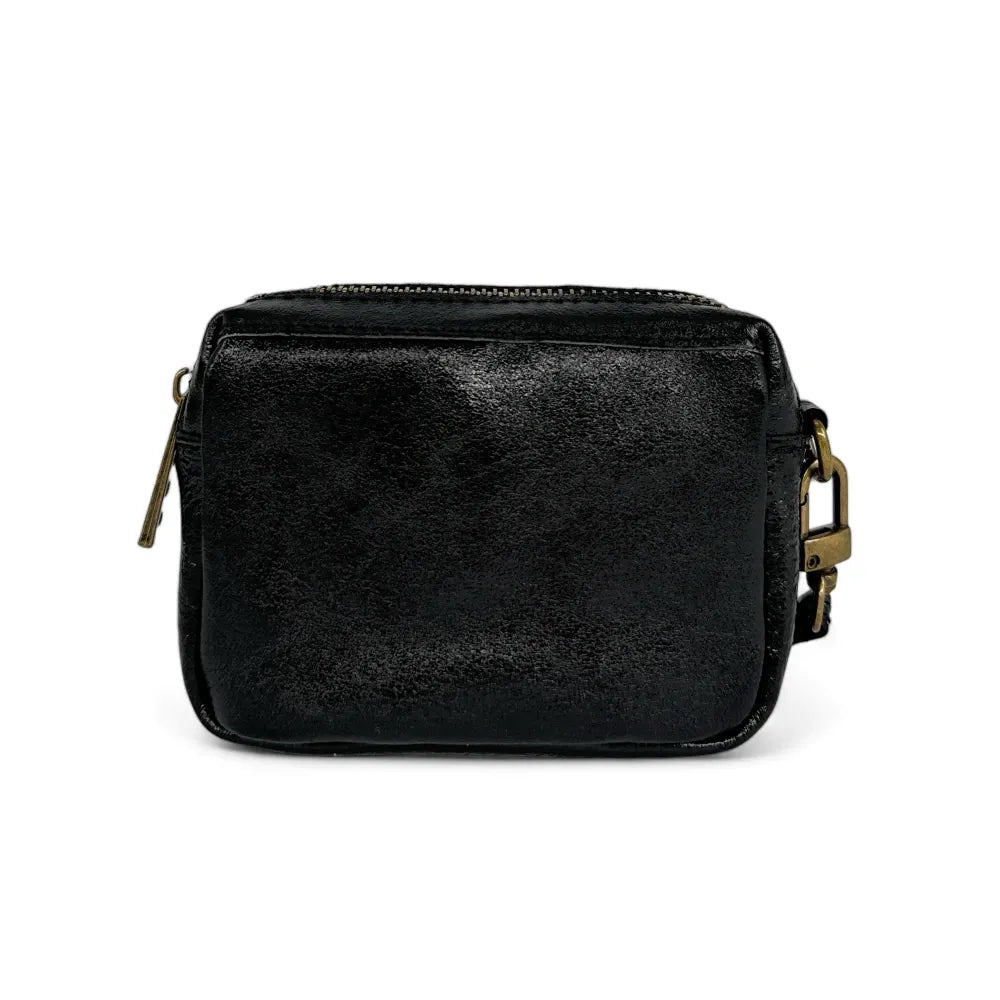 Porte-monnaie avec dragonne en cuir irisé CATCHY Noir irisé