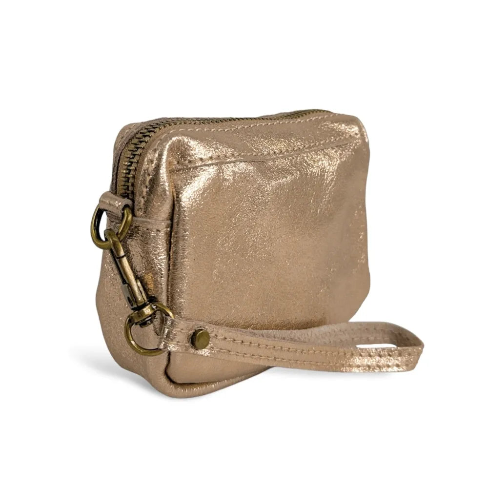 Porte-monnaie avec dragonne en cuir irisé CATCHY Champagne irisé