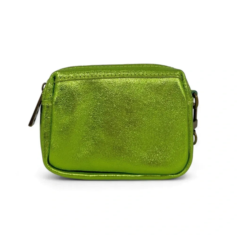 Porte-monnaie avec dragonne en cuir irisé CATCHY Vert anis irisé