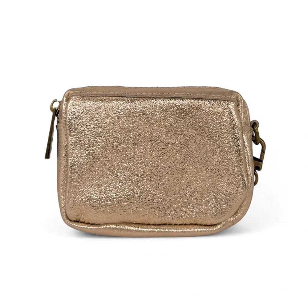 Porte-monnaie avec dragonne en cuir irisé CATCHY Champagne irisé