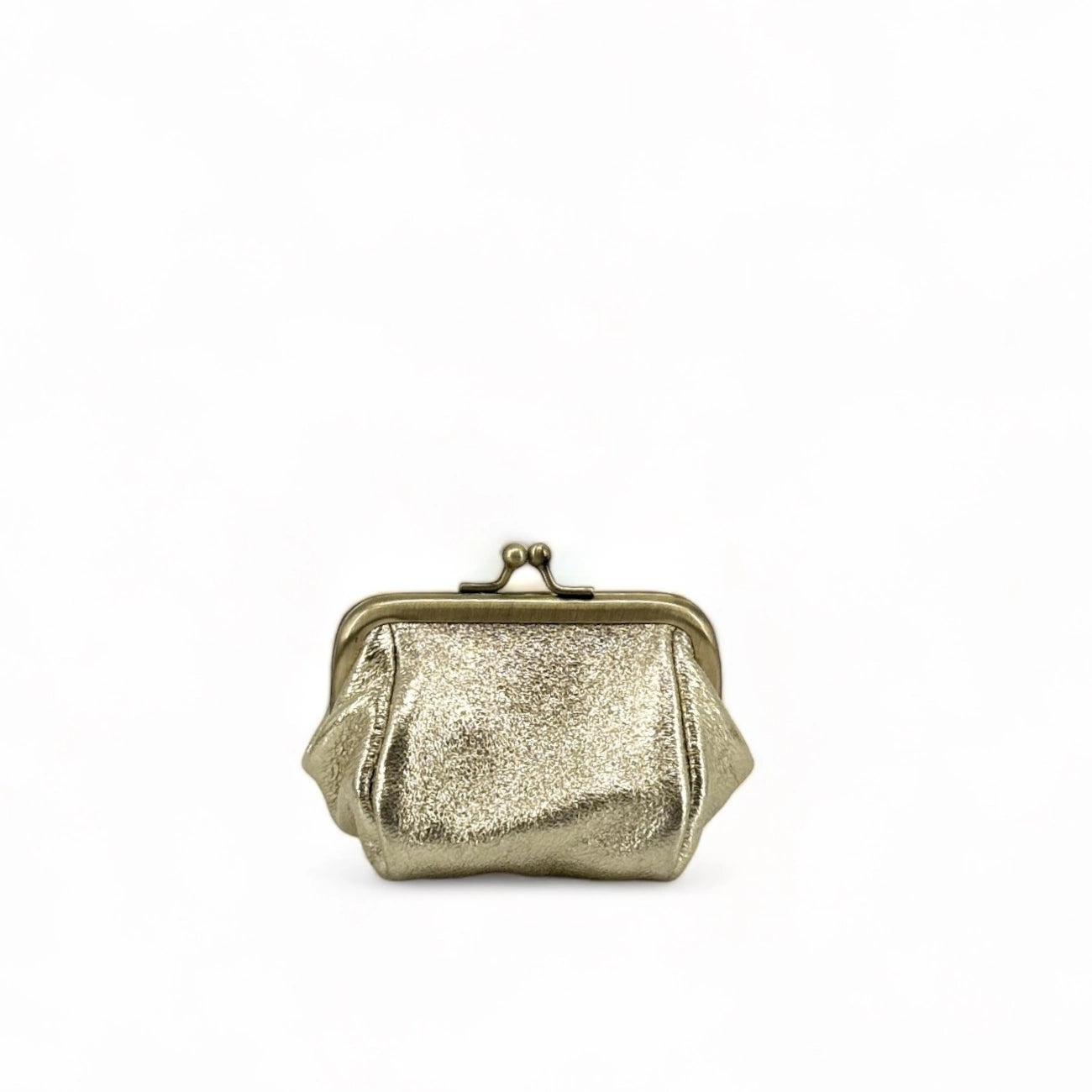 Pochette portamonete in pelle iridescente REINETTE Oro pallido
