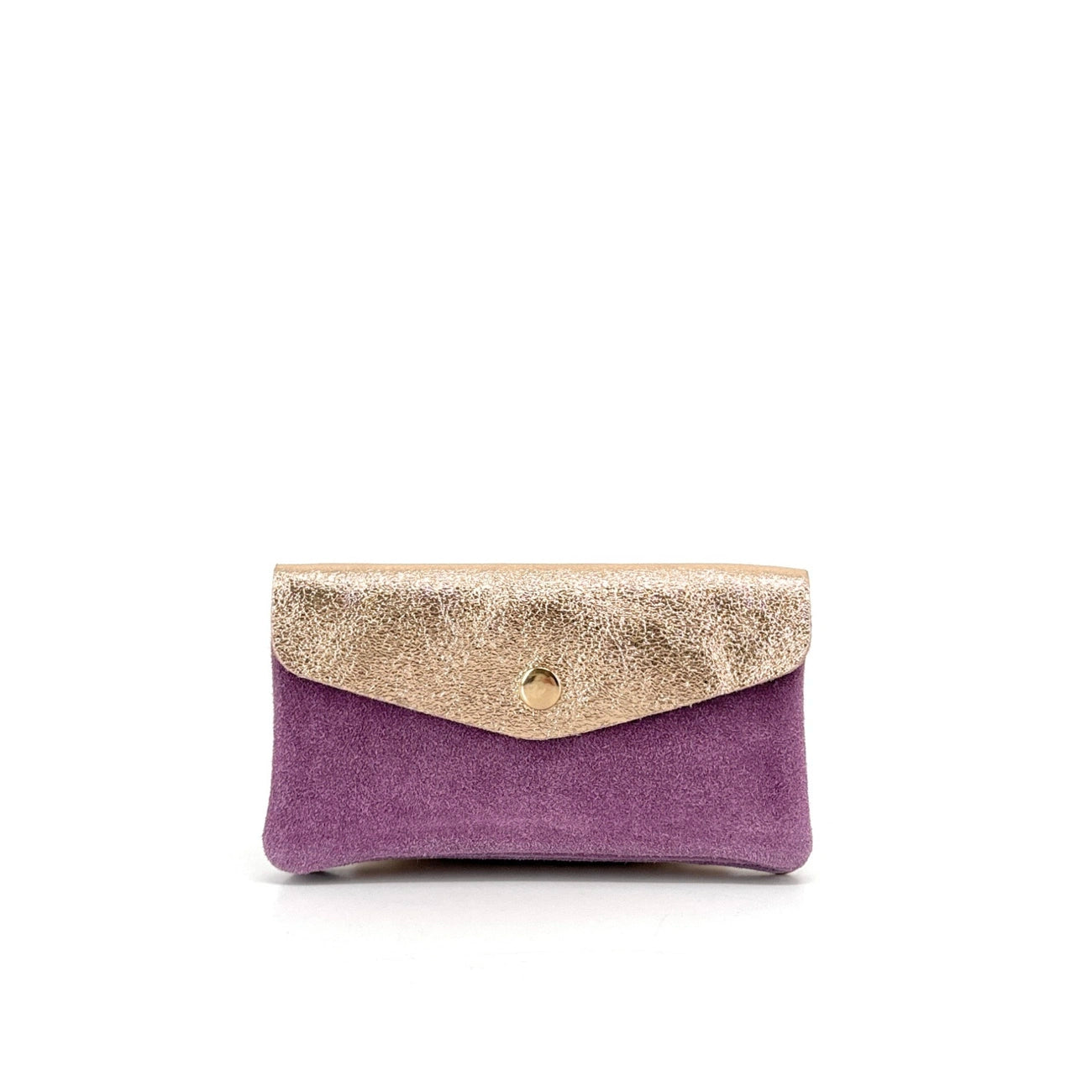 Suede and iridescent leather coin purse COMBI Mauve