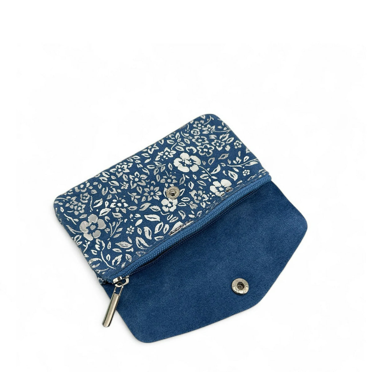 Geldbörsen-Clutch aus Wildleder COMPO BLOOM Denimblau