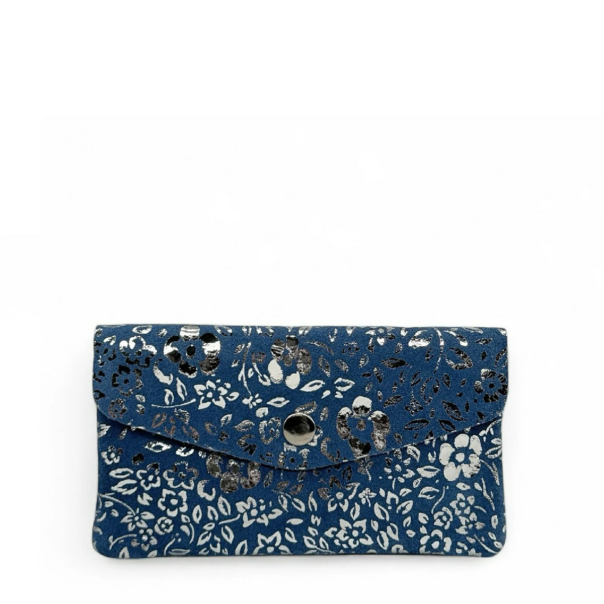 Geldbörsen-Clutch aus Wildleder COMPO BLOOM Denimblau