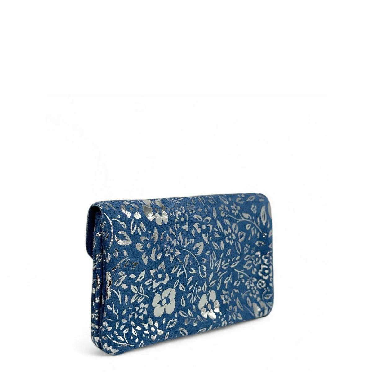 Geldbörsen-Clutch aus Wildleder COMPO BLOOM Denimblau