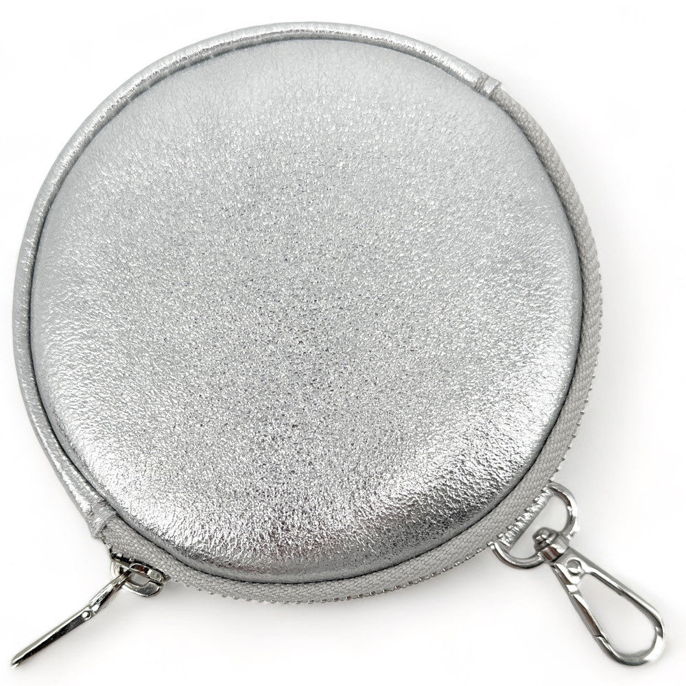 Porte monnaie en cuir grainé italien NEMO Argent clair
