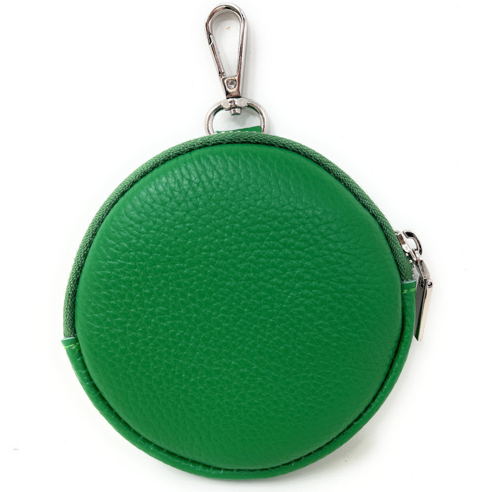 Porte monnaie en cuir grainé italien NEMO Vert intense