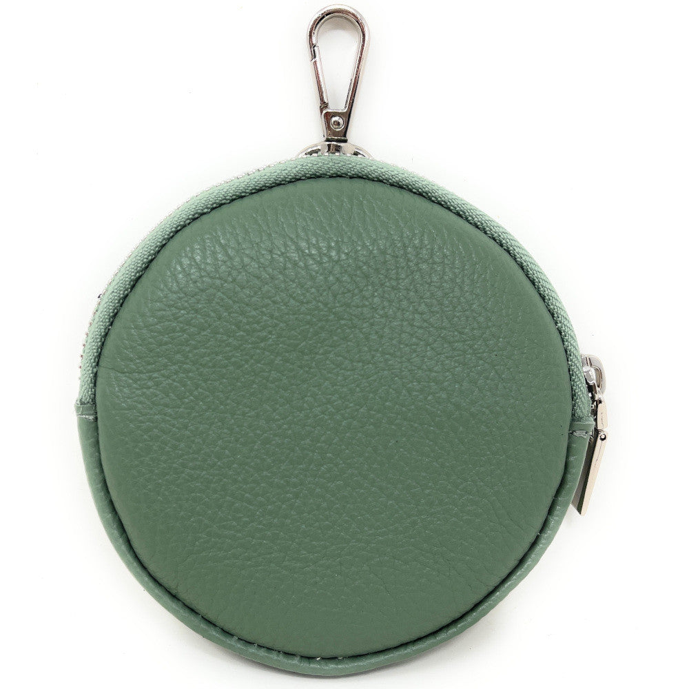 Porte monnaie en cuir grainé italien NEMO Vert pastel