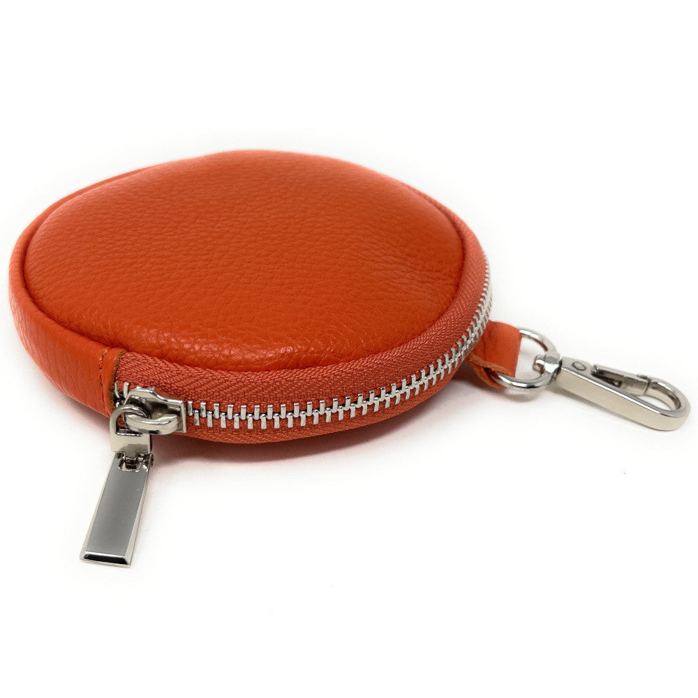 Porte monnaie en cuir grainé italien NEMO Orange