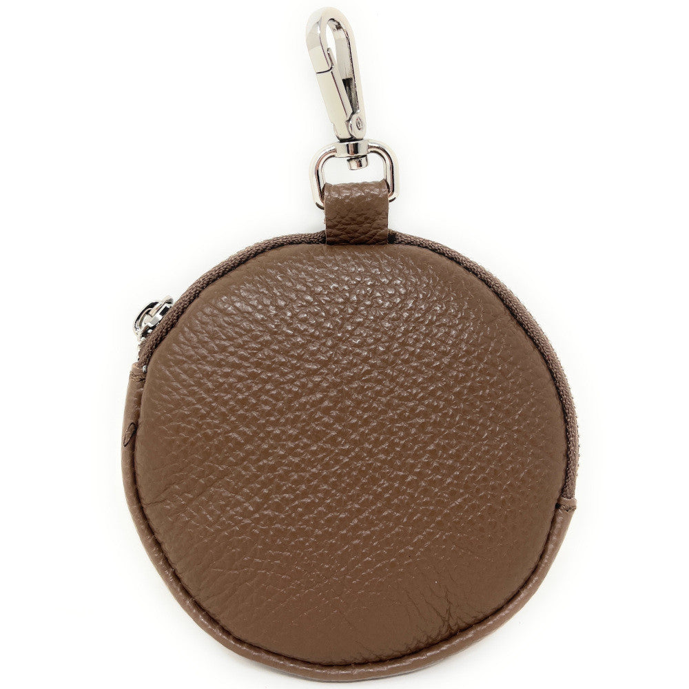 Porte monnaie en cuir grainé italien NEMO Taupe foncé