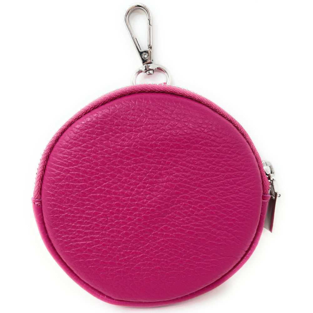 Porte monnaie en cuir grainé italien NEMO Rose fuchsia