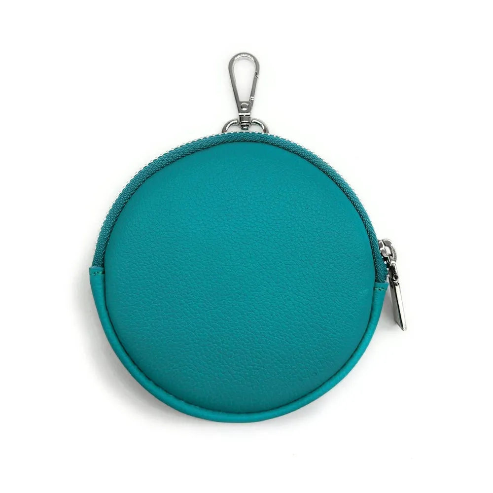 Porte monnaie en cuir grainé italien NEMO Bleu turquoise