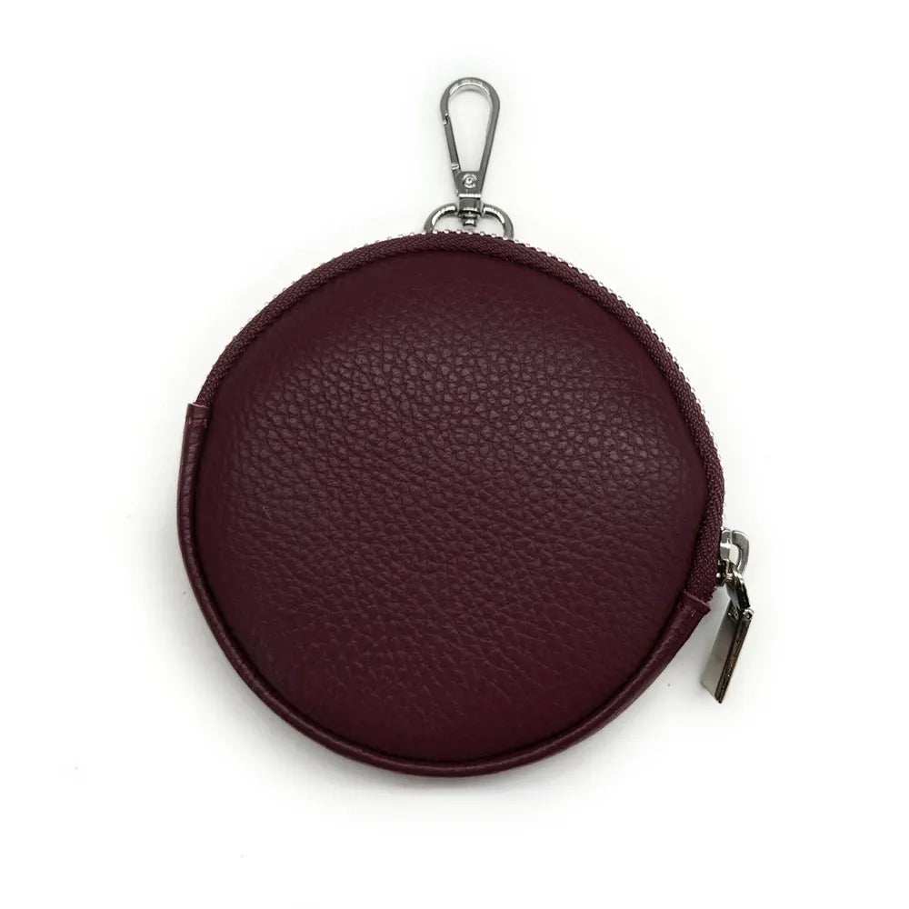 Porte monnaie en cuir grainé italien NEMO Rouge bordeaux